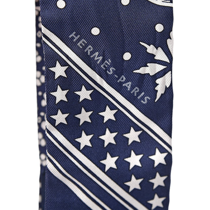 Hermes Silk Les Leopards Twilly Marine White 3 of 5
