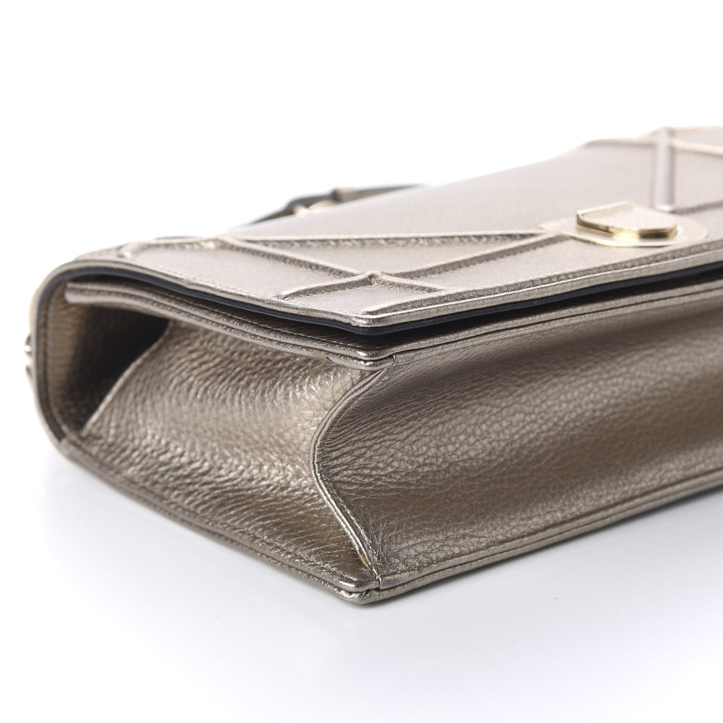 Metallic Grained Calfskin Medium Diorama Flap Bag Gold