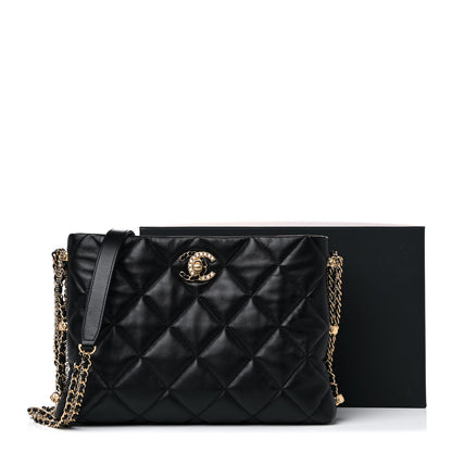 Chanel Lambskin Quilted Crush on Chains Hobo Black 12 of 12