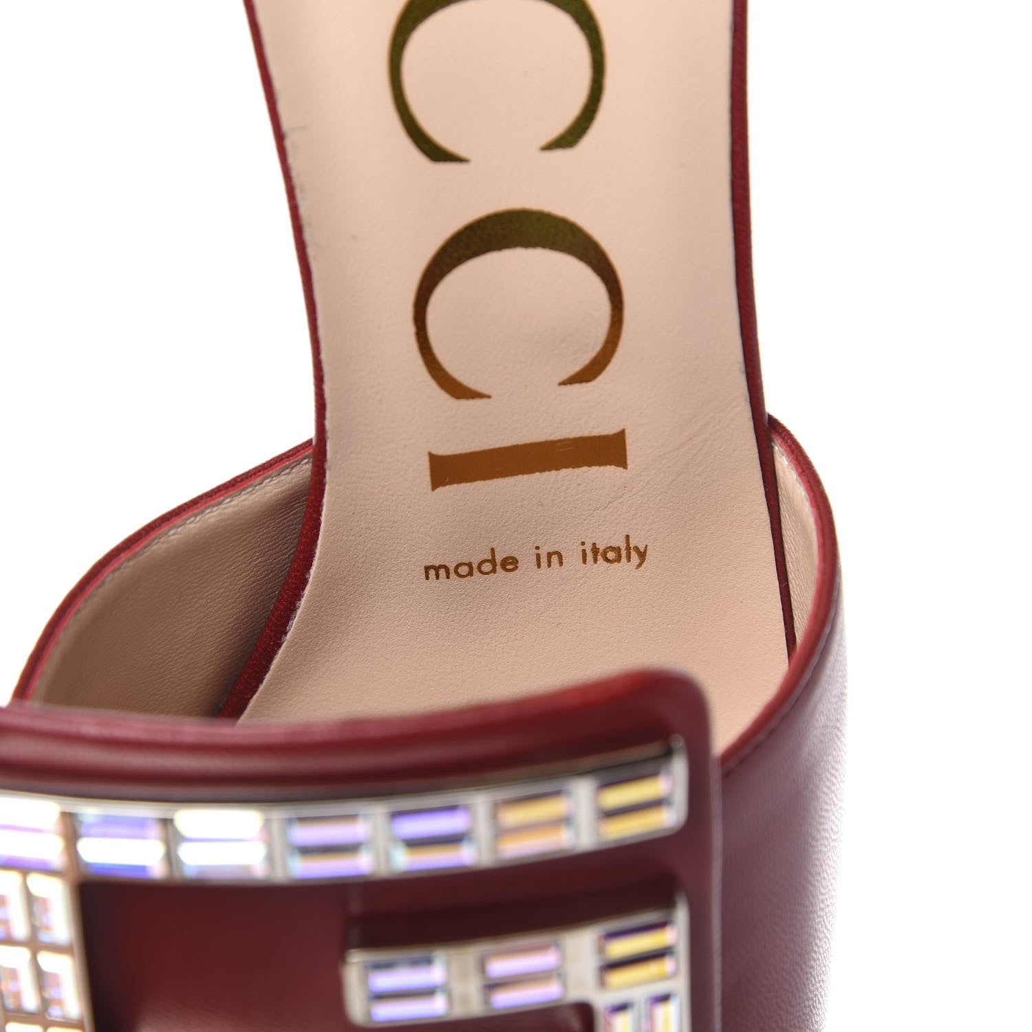Gucci Malaga Kid Crystal Square G Madelyn Mules 36.5 Romantic Cerise 8 of 10