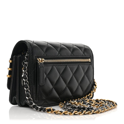 Chanel Lambskin Quilted Coco Clips Mini Wallet On Chain WOC Black 3 of 10