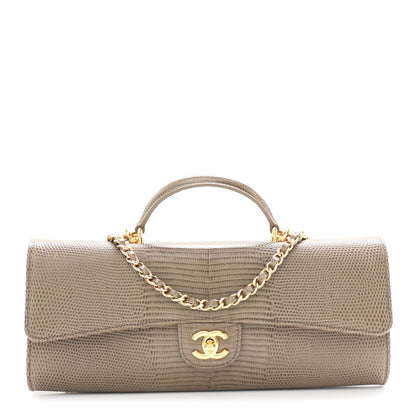 Chanel Calfskin Lizard Embossed Clutch With Chain Dark Khaki 1 of 12
