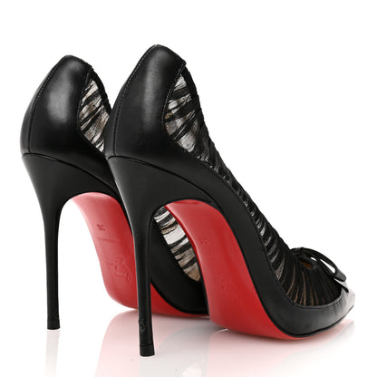 Christian Louboutin Tulle Calfskin Follies Draperia Bow 100 Pump 36 Black 5 of 8