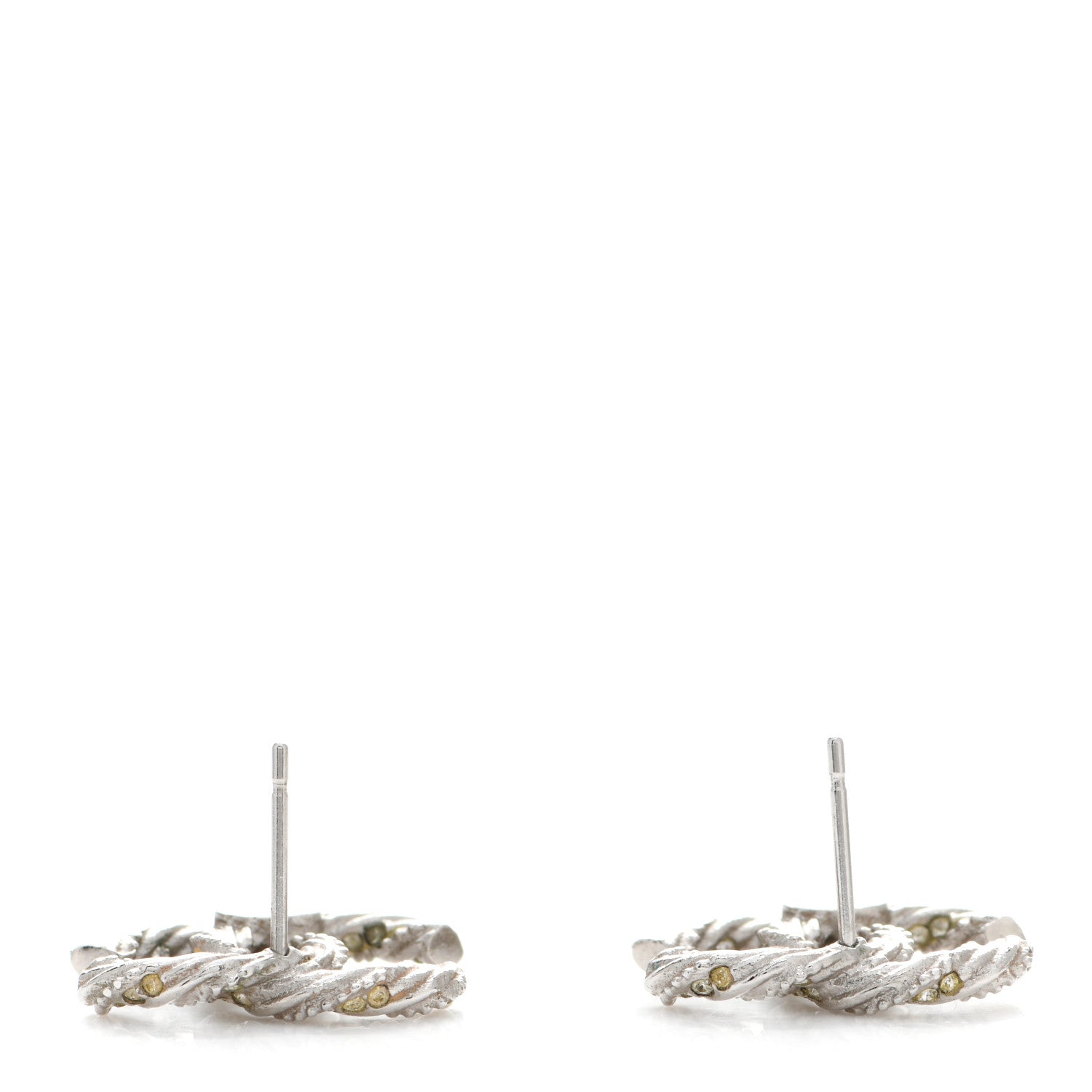 Chanel Crystal Twisted CC Earrings Silver 3 of 5