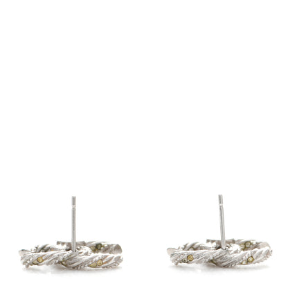 Chanel Crystal Twisted CC Earrings Silver 3 of 5