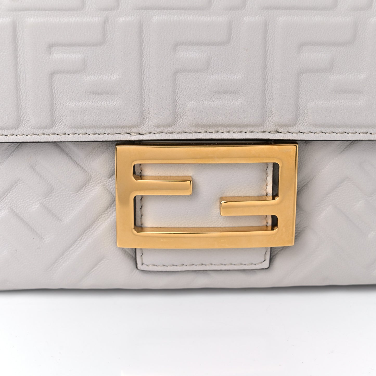 Nappa Small FF Embossed Midi Chain Baguette Ghiaia