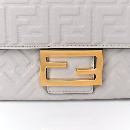 Fendi Nappa Small FF Embossed Midi Chain Baguette Ghiaia 10 of 10