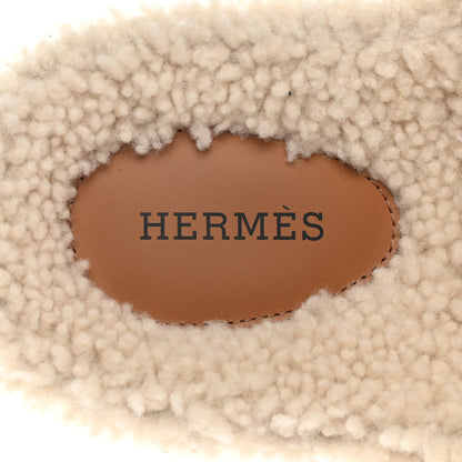 Hermes Suede Goatskin Woolskin Womens Chypre Sandals 41 Golden Beige 7 of 7