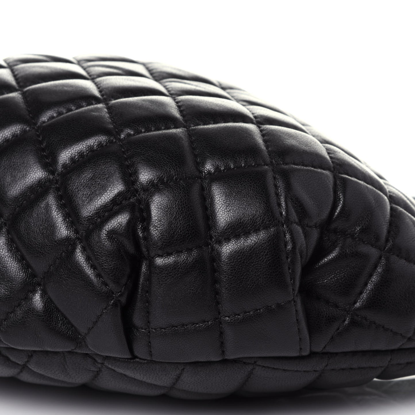 Lambskin Quilted Banane Waist Bag Fanny Pack Black