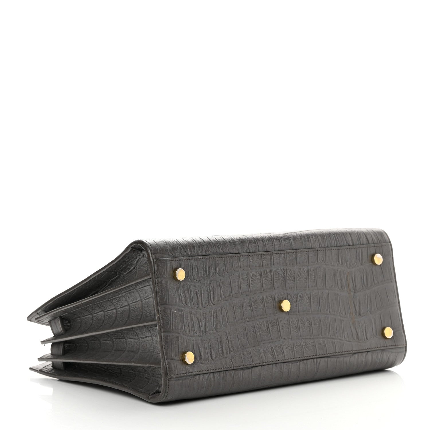 Saint Laurent Calfskin Crocodile Embossed Small Sac De Jour Fog 4 of 23