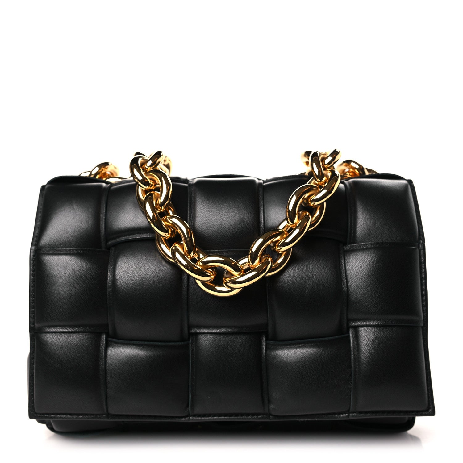 Bottega Veneta Lambskin Maxi Intreccio Padded Chain Cassette Crossbody Bag Black 1 of 9