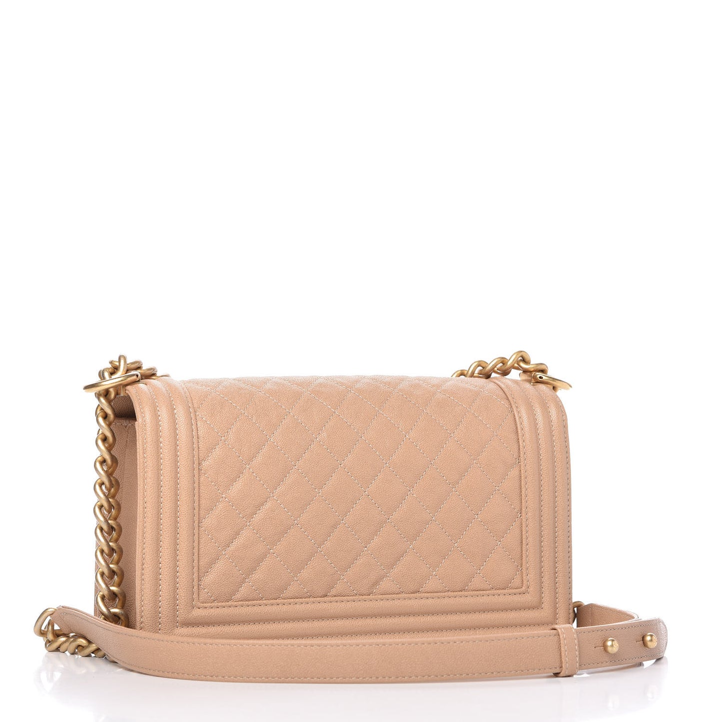 Caviar Quilted Medium Boy Flap Beige