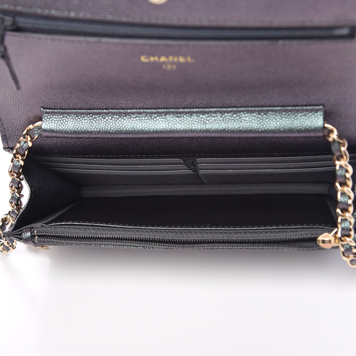 Chanel Iridescent Caviar Quilted Wallet On Chain WOC Black 5 of 11