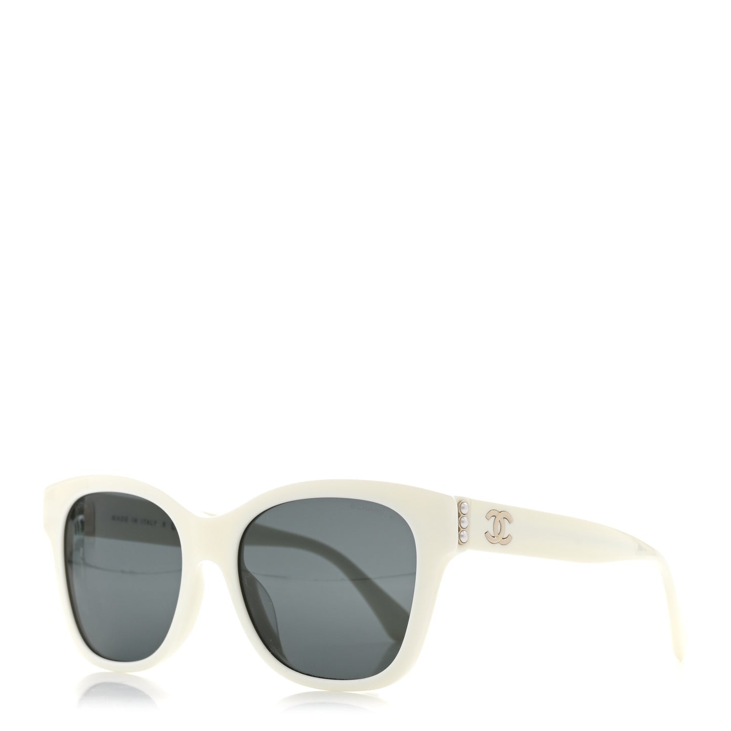 Acetate Polarized Pearl CC Square Sunglasses 5482-H-A White