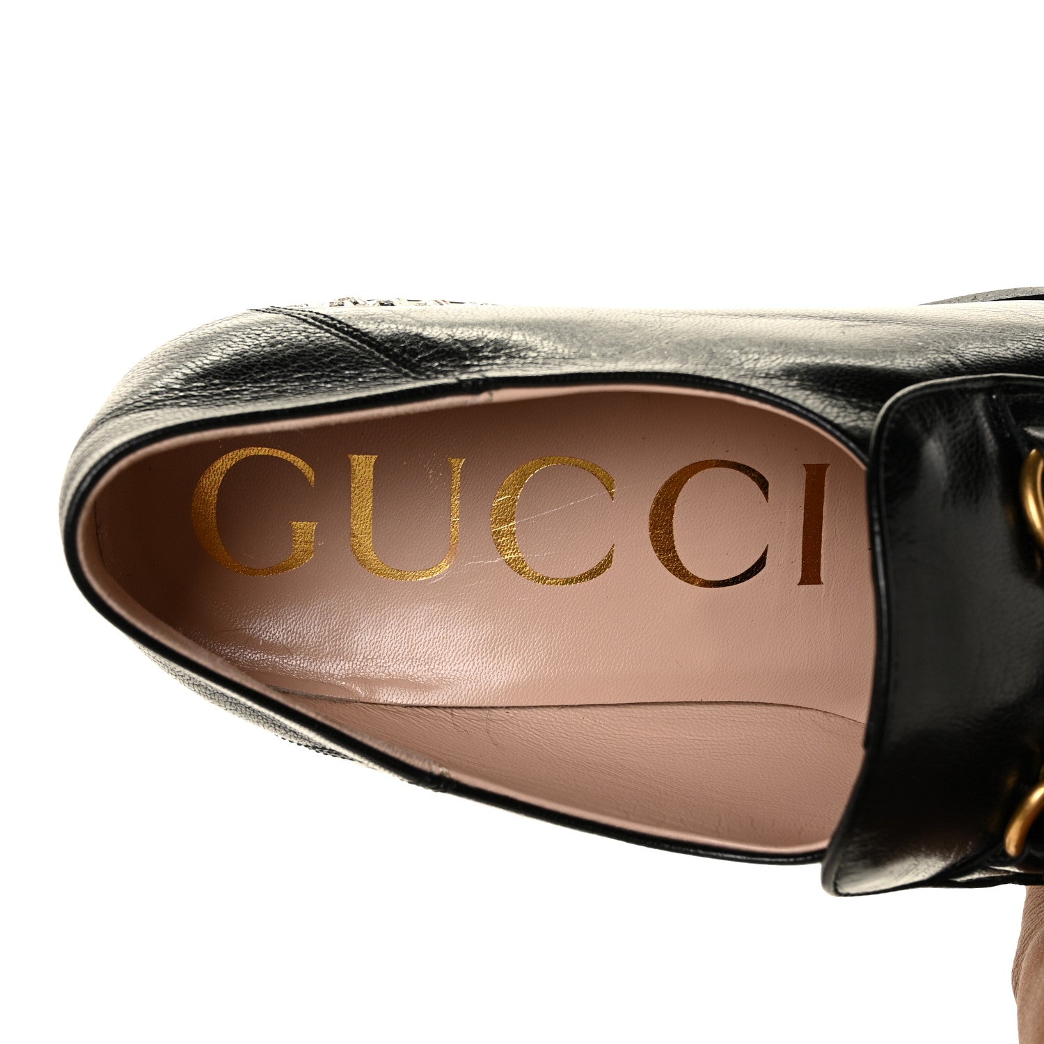 Gucci Goatskin Crystal Womens Horsebit Loafers 36.5 Black 7 of 8