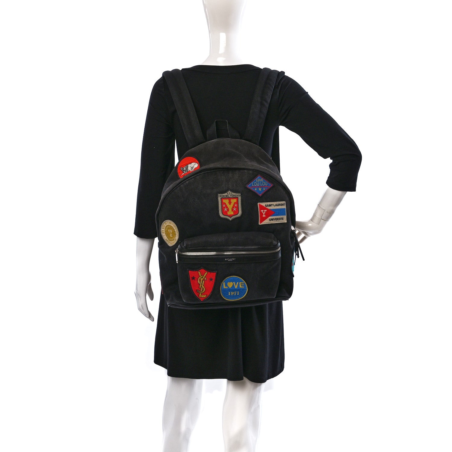 Saint Laurent Twill Patches City Backpack Black 2 of 12