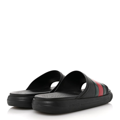 Gucci Rubber Web Mens Slide Sandals 9 Black Green Red 5 of 9