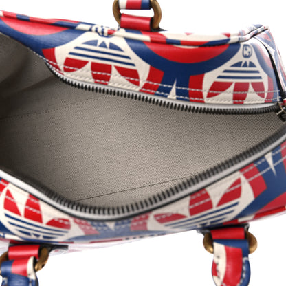 Gucci X ADIDAS Shangai Calfskin Web Trefoil Interlocking G Mini Duffle Bag Red White Blue 5 of 11