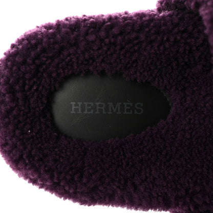 Hermes Woolskin Womens Chypre Sandals 40.5 Violet Fonce 6 of 8