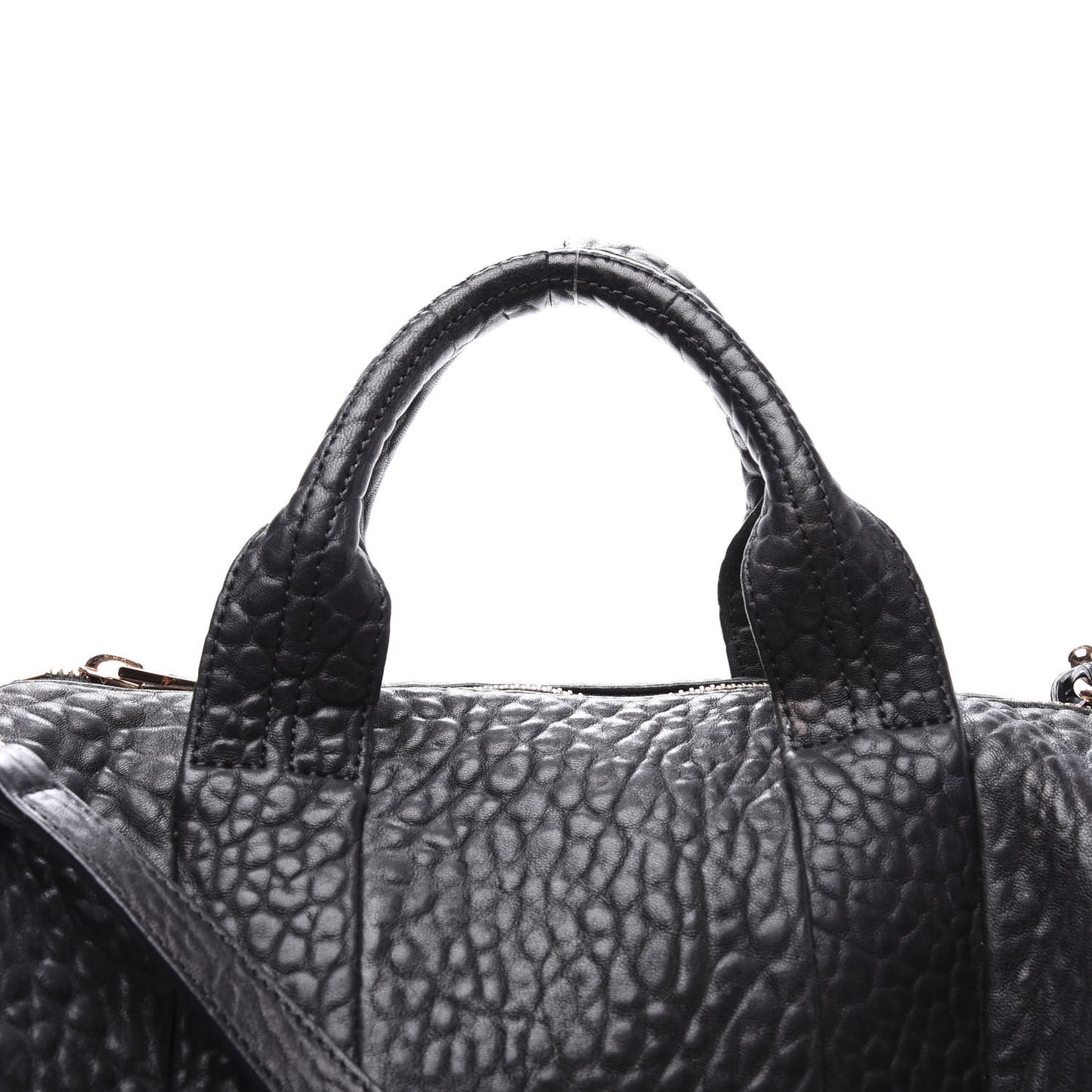 Pebbled Lambskin Rocco Black Rose Gold Hardware