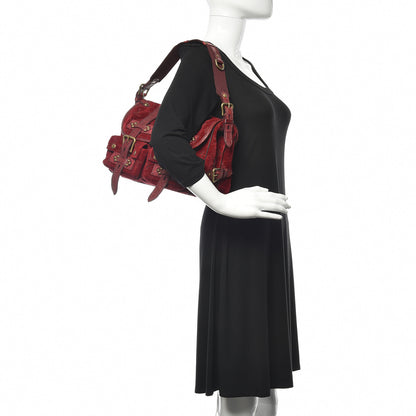 Louis Vuitton Monogram Velours Ostrich Clyde Red 2 of 13