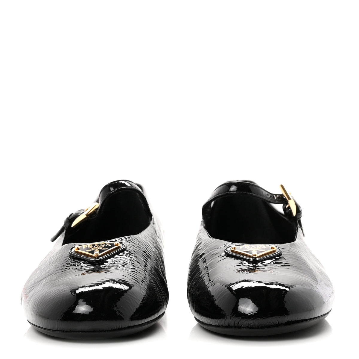 Patent Calfskin Triangle Ballerina Flats 38 Black