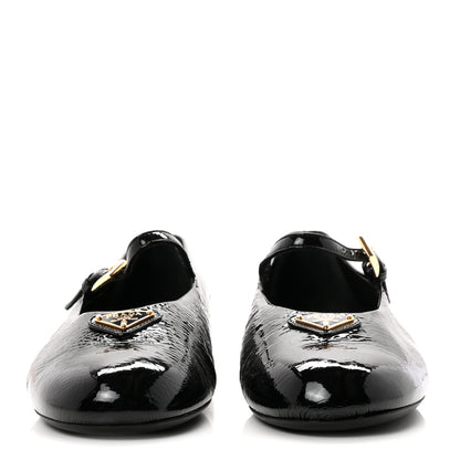 Prada Patent Calfskin Triangle Ballerina Flats 38 Black 3 of 10