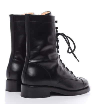 Chanel Calfskin CC Combat Boots 40 Black 4 of 8