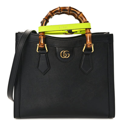 Gucci Calfskin Small Diana Tote Bag Black Yellow Fluo 1 of 9