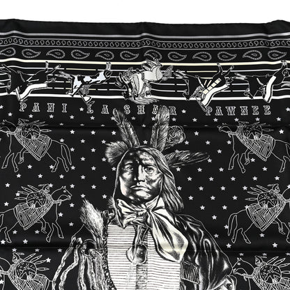 Hermes Silk Double Face Pani La Shar Pawnee Scarf 90 Black Marine 10 of 10