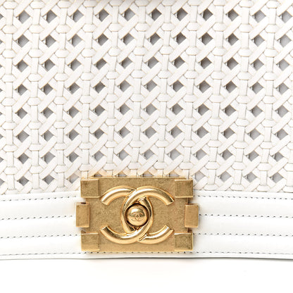 Chanel Sheepskin Braided New Medium Boy Reverso Flap White 10 of 16