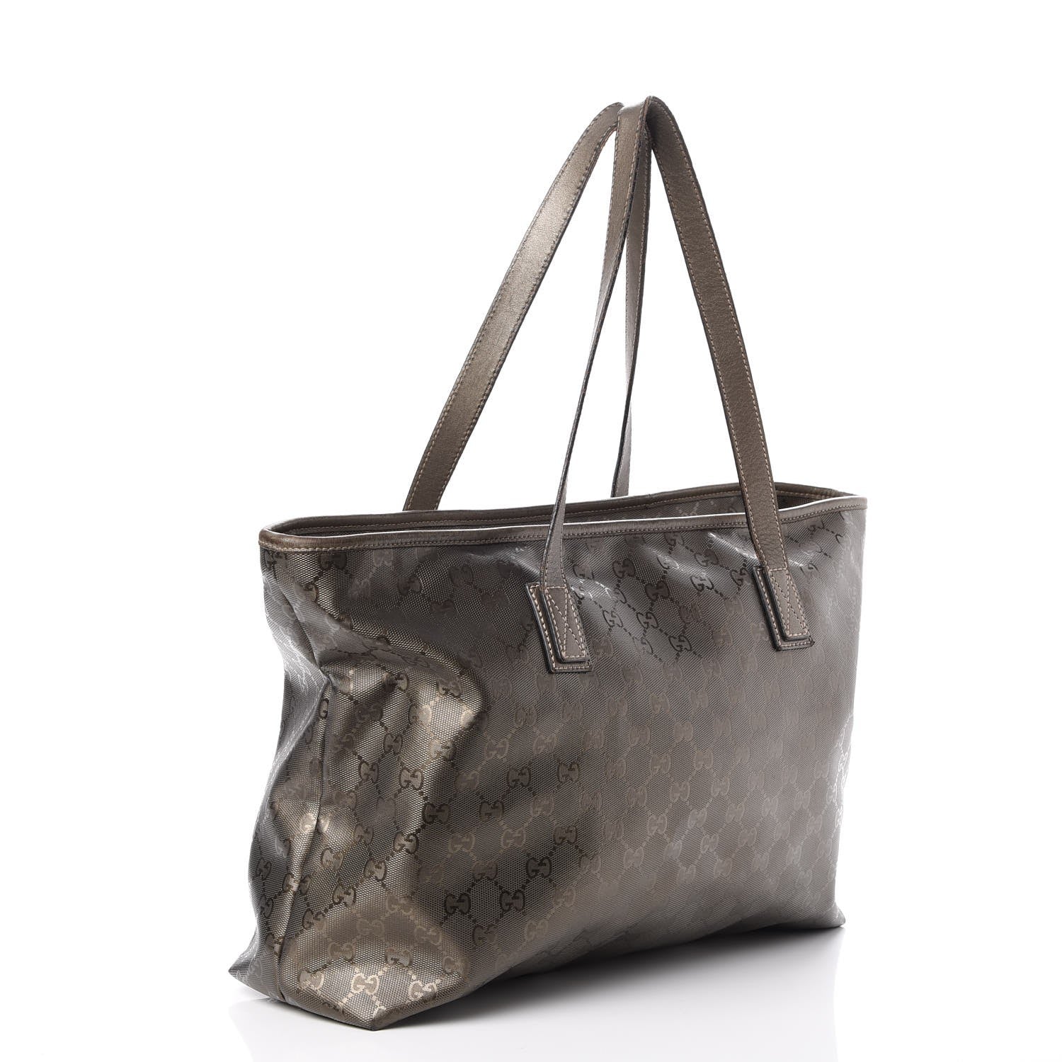 Gucci Imprime Monogram Medium Zippered Shopping Tote Pewter 3 of 14