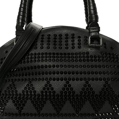 Christian Louboutin Grained Calfskin Mix Chevron Spikes Large Panettone Bowling Bag Black 8 of 10