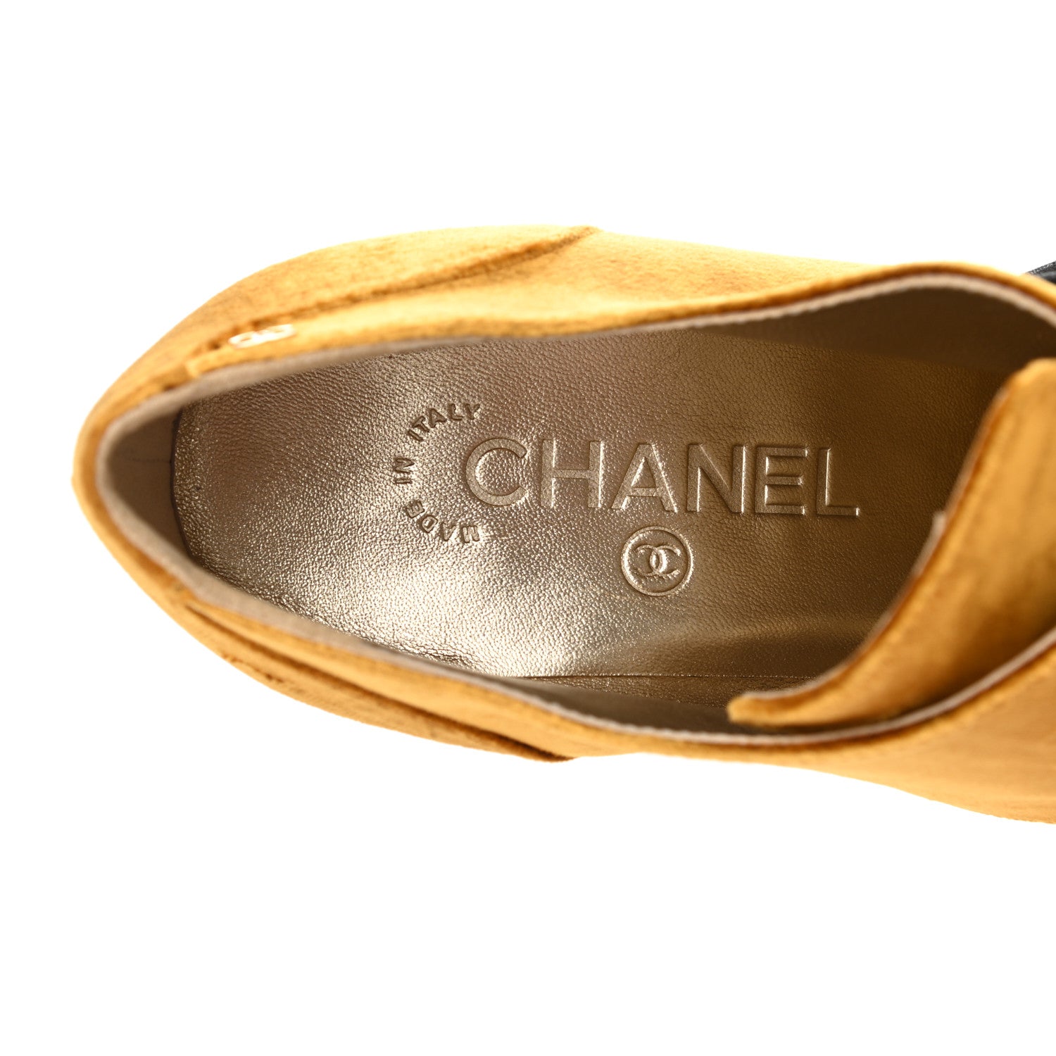 Chanel Velvet CC Lace Up Ankle Boots 39 Gold 8 of 9