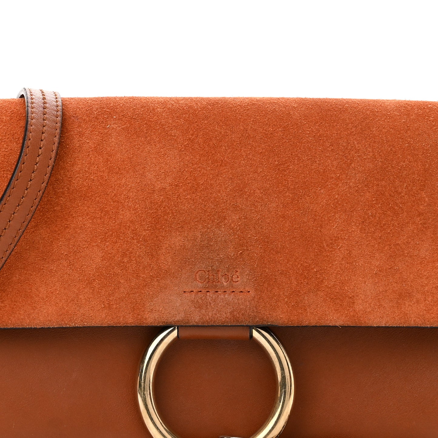 Suede Calfskin Small Faye Shoulder Bag Tobacco