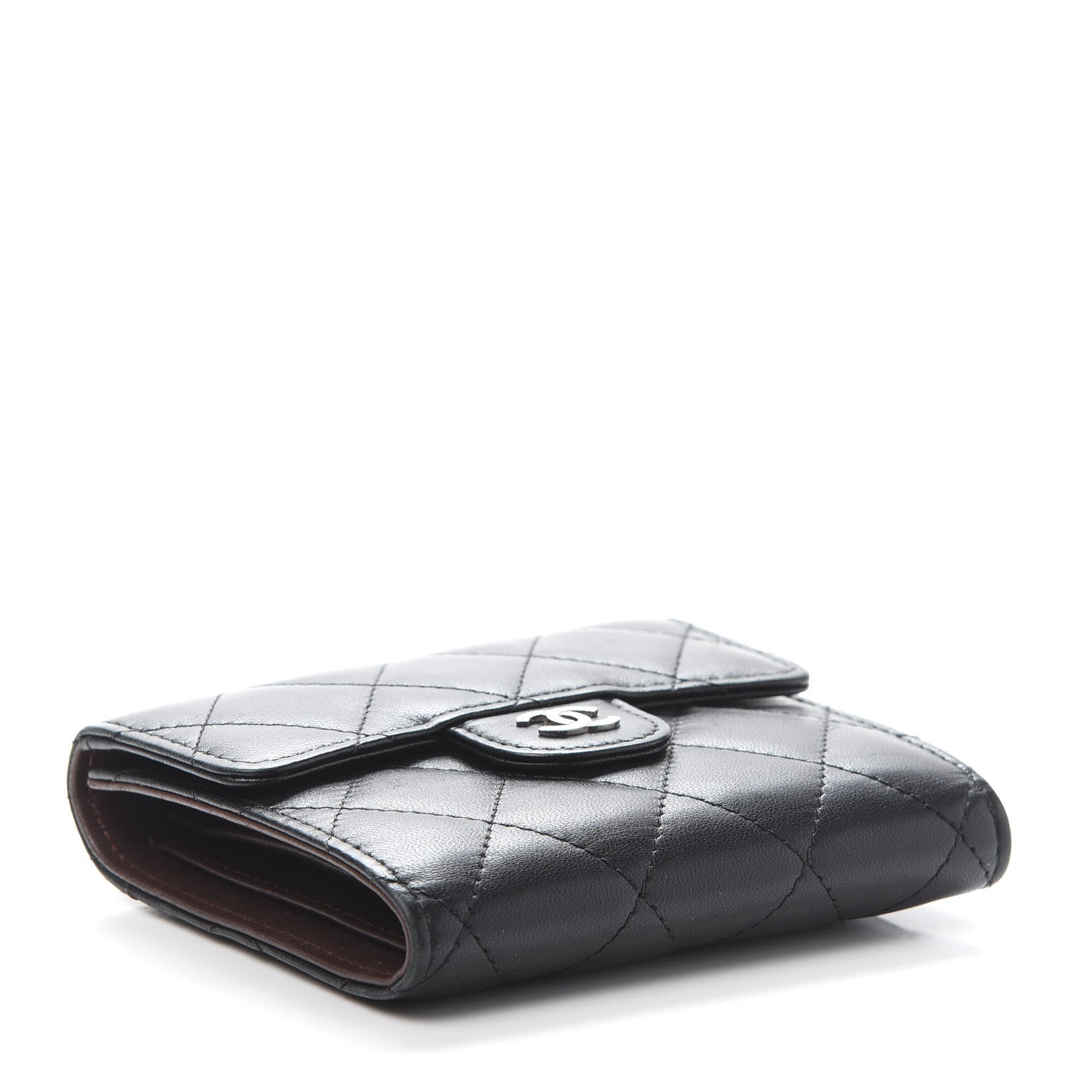 Chanel Lambskin Quilted Small Compact Wallet Black 4 of 11