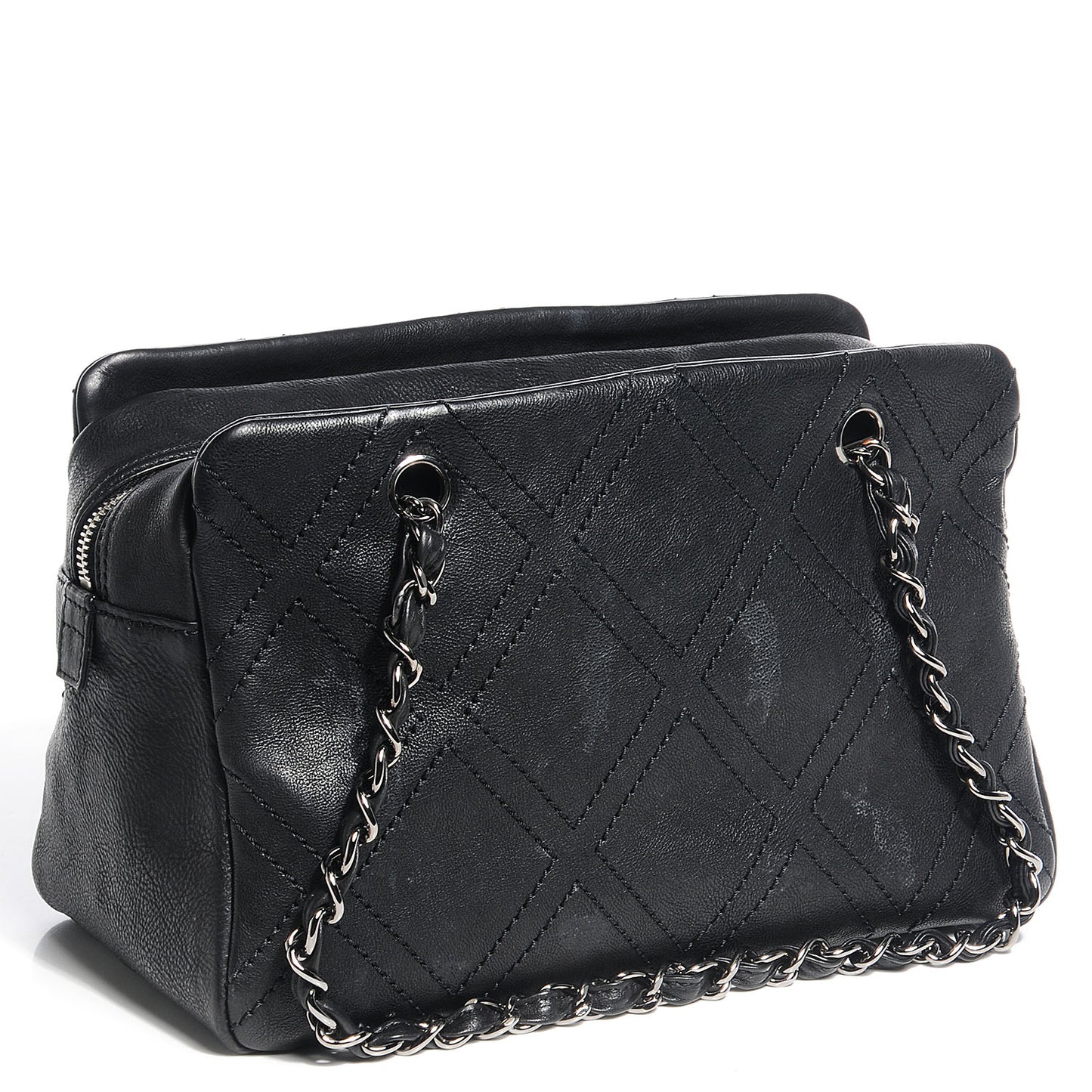 Calfskin Small Diamond Stitch Tote Black