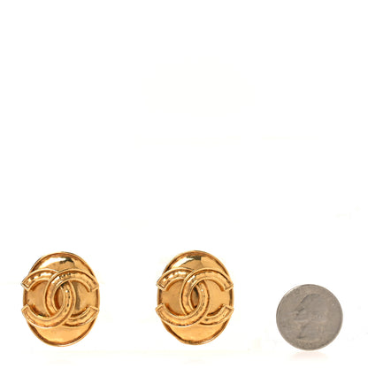 Chanel Oval CC Clip On Earrings Gold 4 of 10
