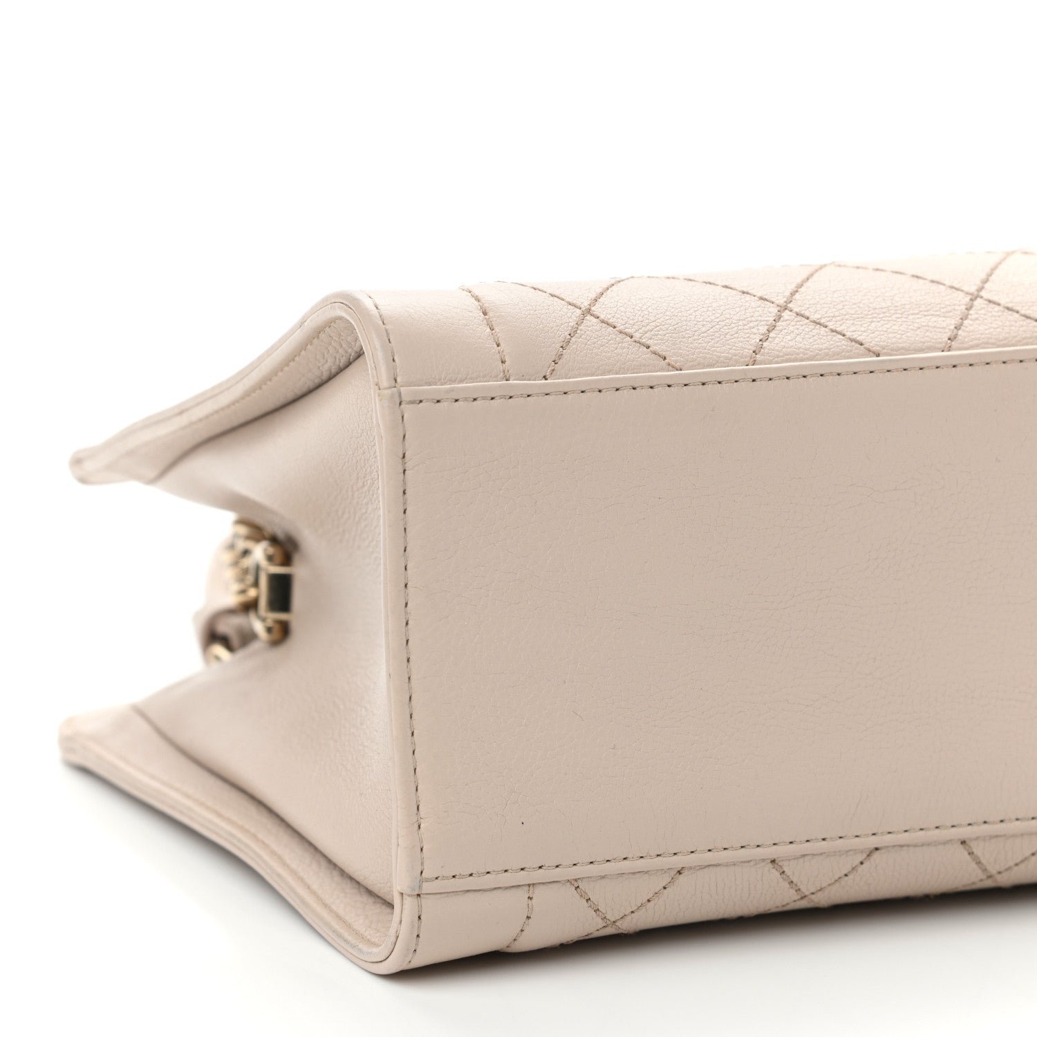 Chanel Grained Calfskin Stitched Small Label Click Shopper Tote Light Beige 9 of 12