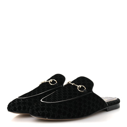 Gucci Velvet GG Monogram Womens Princetown Slippers 37.5 Black 4 of 12