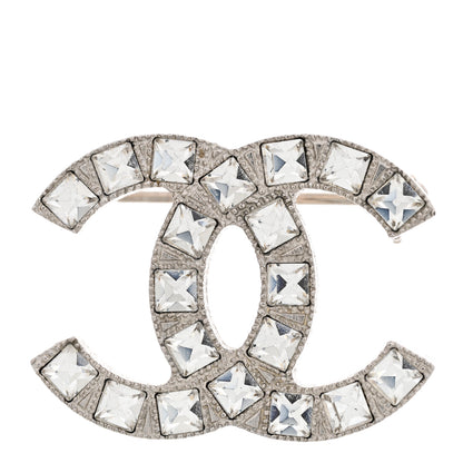 Chanel Crystal Baguette CC Mini Brooch Silver 1 of 5