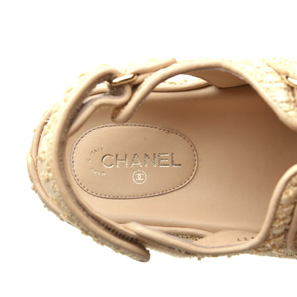 Chanel Braided Fabric Velcro Dad Sandals 39 Beige 8 of 11