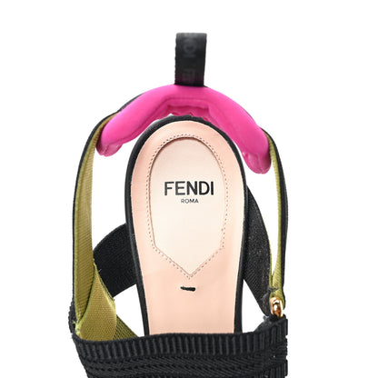 Fendi Technical Mesh FF Rainbow Beaded Colibri 85mm Slingback Pumps 37.5 Tobacco Black Multicolor 13 of 16