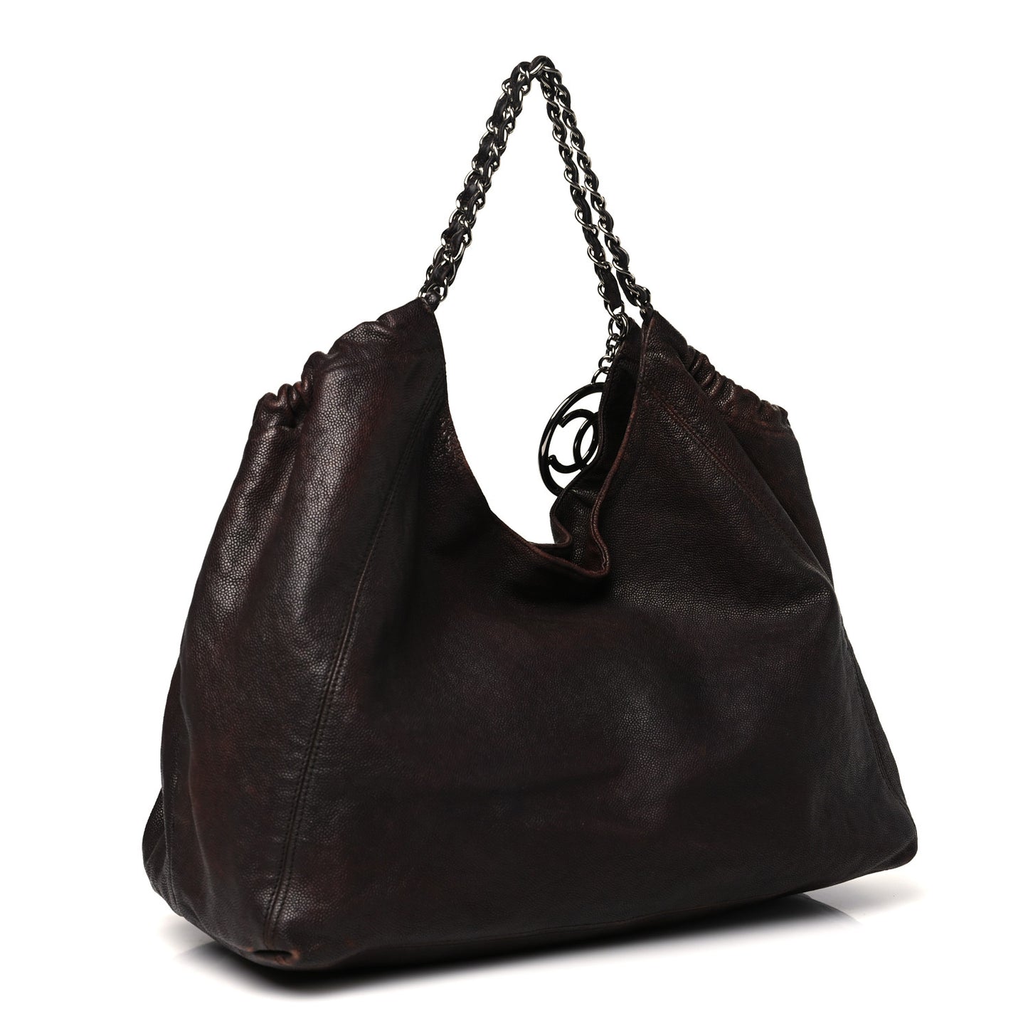 Distressed Caviar XL Coco Cabas Brown