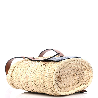 Loewe Raffia Small Basket Tote Bag Natural Tan Navy 4 of 9