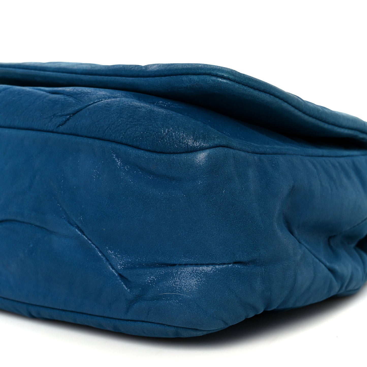 Iridescent Calfskin Glint Flap Blue