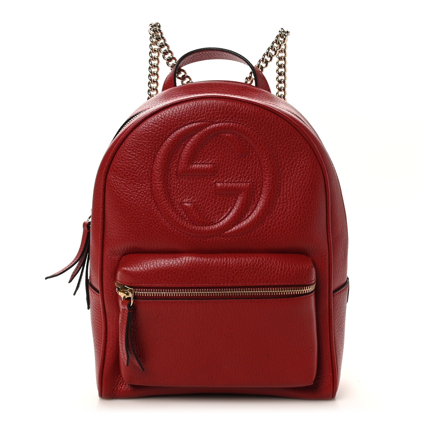Pebbled Calfskin Soho Chain Backpack Hibiscus Red