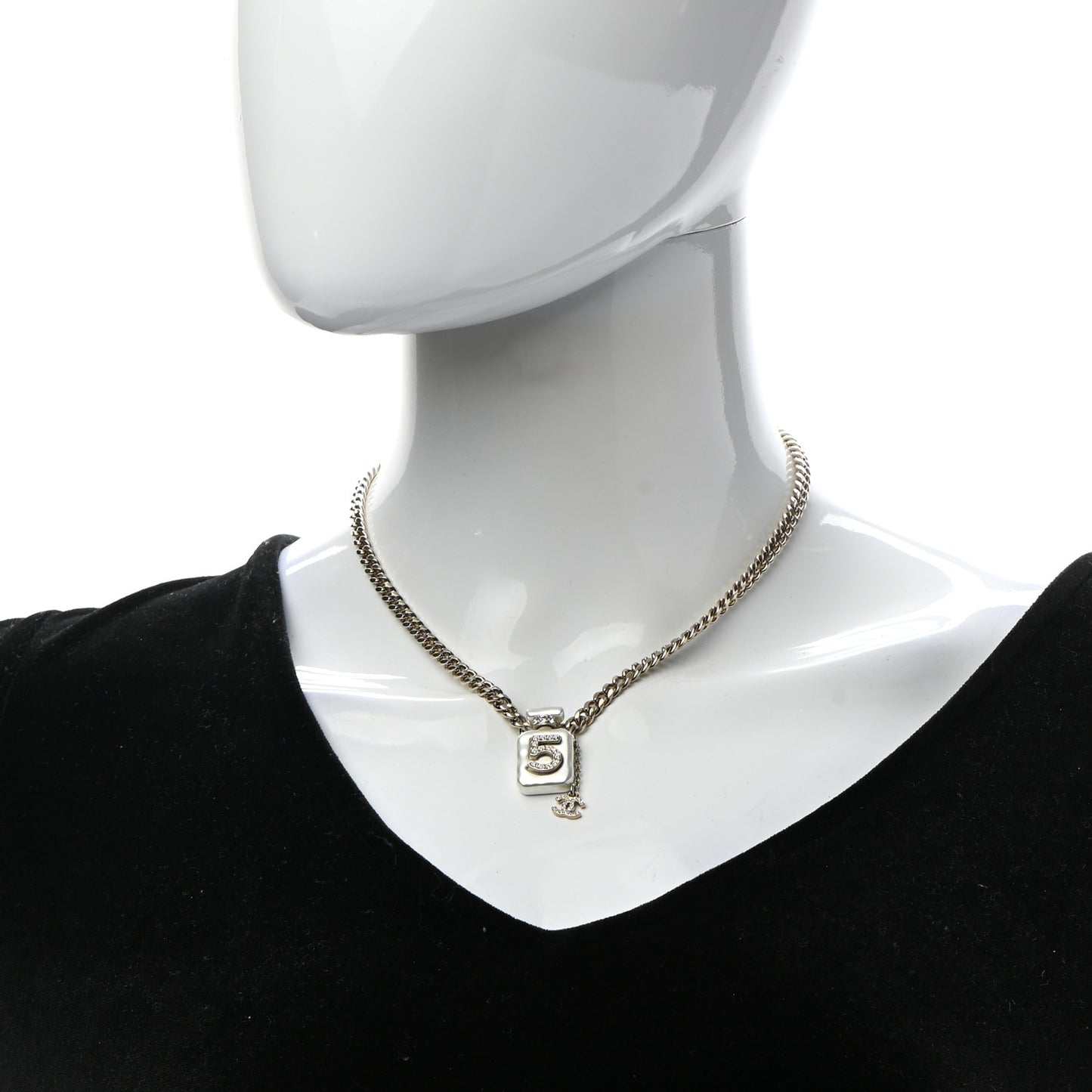 Resin Crystal CC No 5 Perfume Bottle Necklace