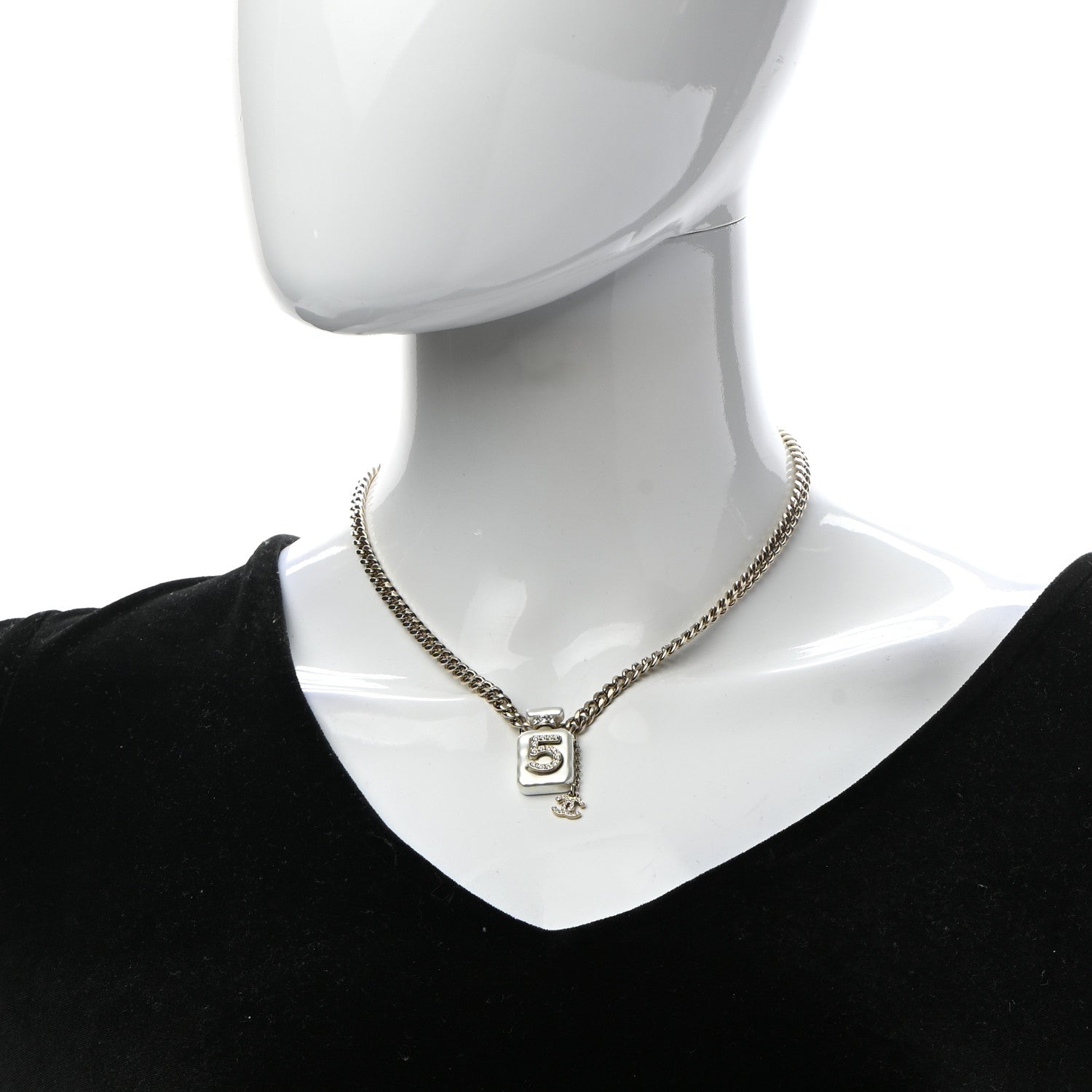 Chanel Resin Crystal CC No 5 Perfume Bottle Necklace 2 of 7