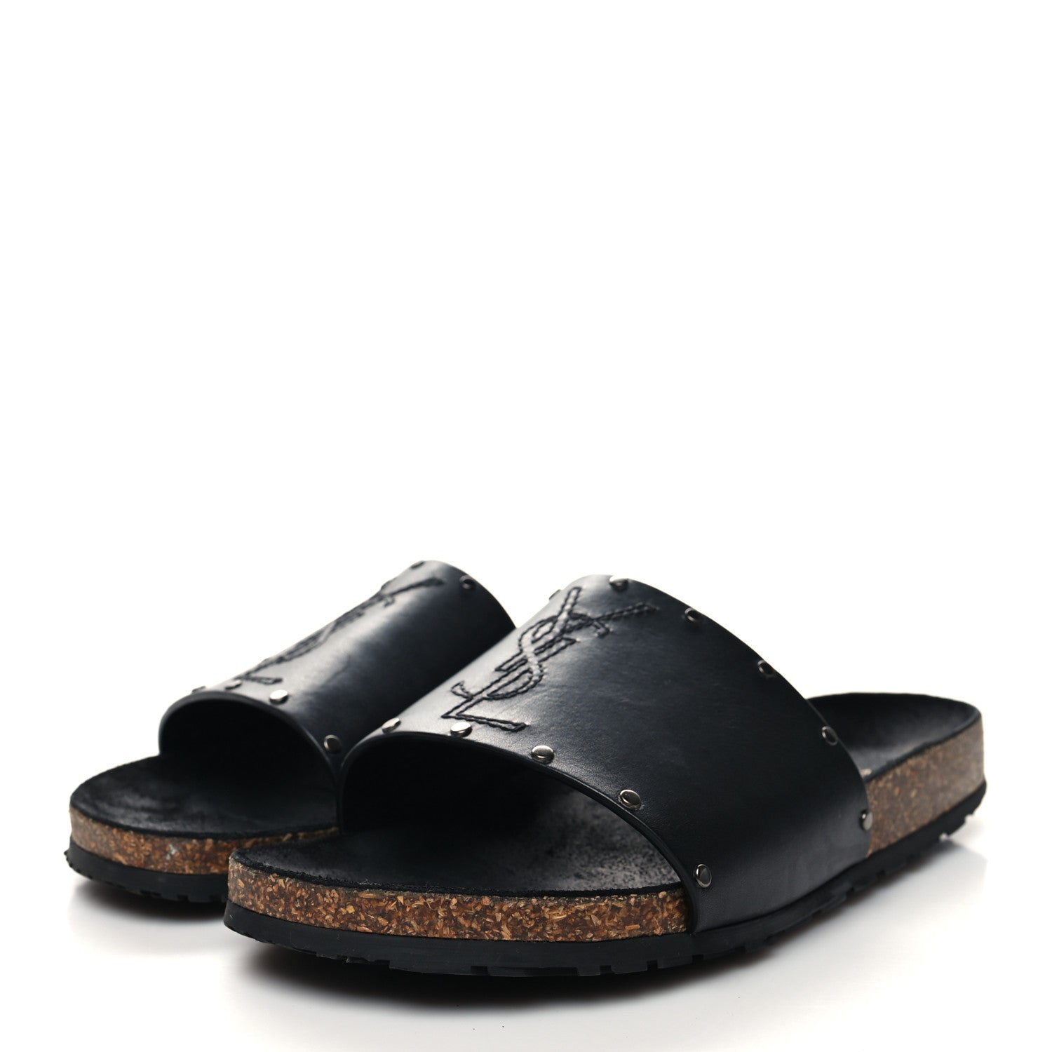 Saint Laurent Calfskin Studded Mens Jimmy Slides 42 Black 3 of 11